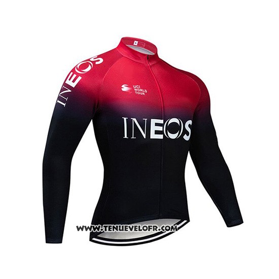 2019 Maillot Ciclismo Castelli Ineos Noir Rouge Manches Longues et Cuissard